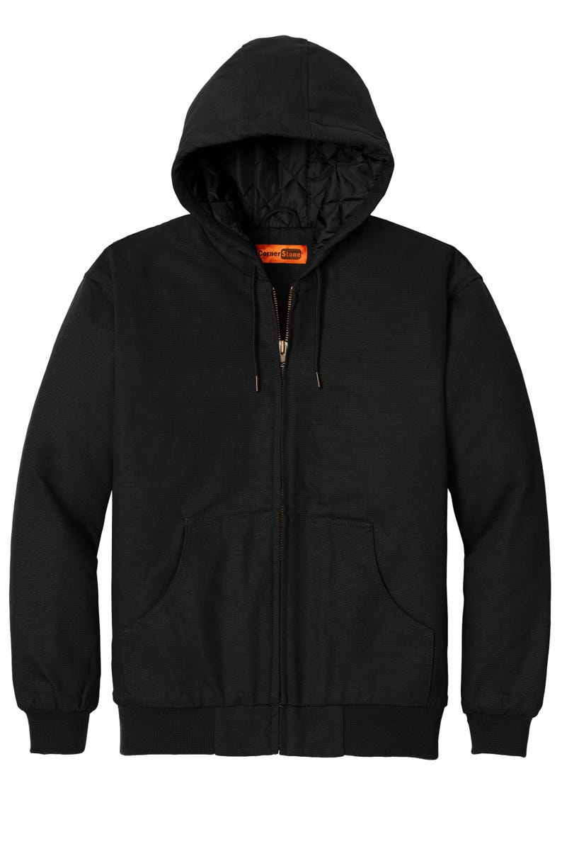 Chaqueta de trabajo con capucha personalizada / Tela impermeable / Trabajo pesado / Ropa de trabajo para hombres / Bordada / Chaquetas de empresa / Regalo para empleados / Cremallera de marca / Logotipo Black