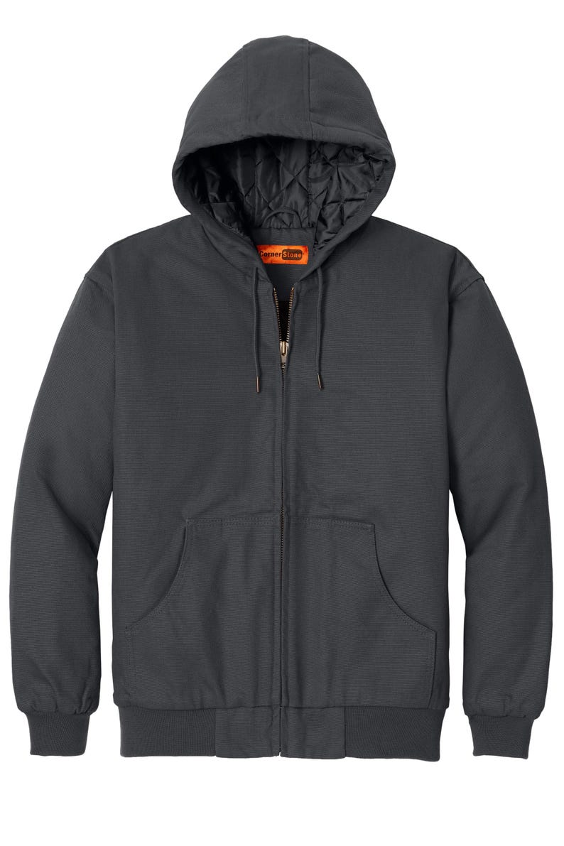 Chaqueta de trabajo con capucha personalizada / Tela impermeable / Trabajo pesado / Ropa de trabajo para hombres / Bordada / Chaquetas de empresa / Regalo para empleados / Cremallera de marca / Logotipo Charcoal