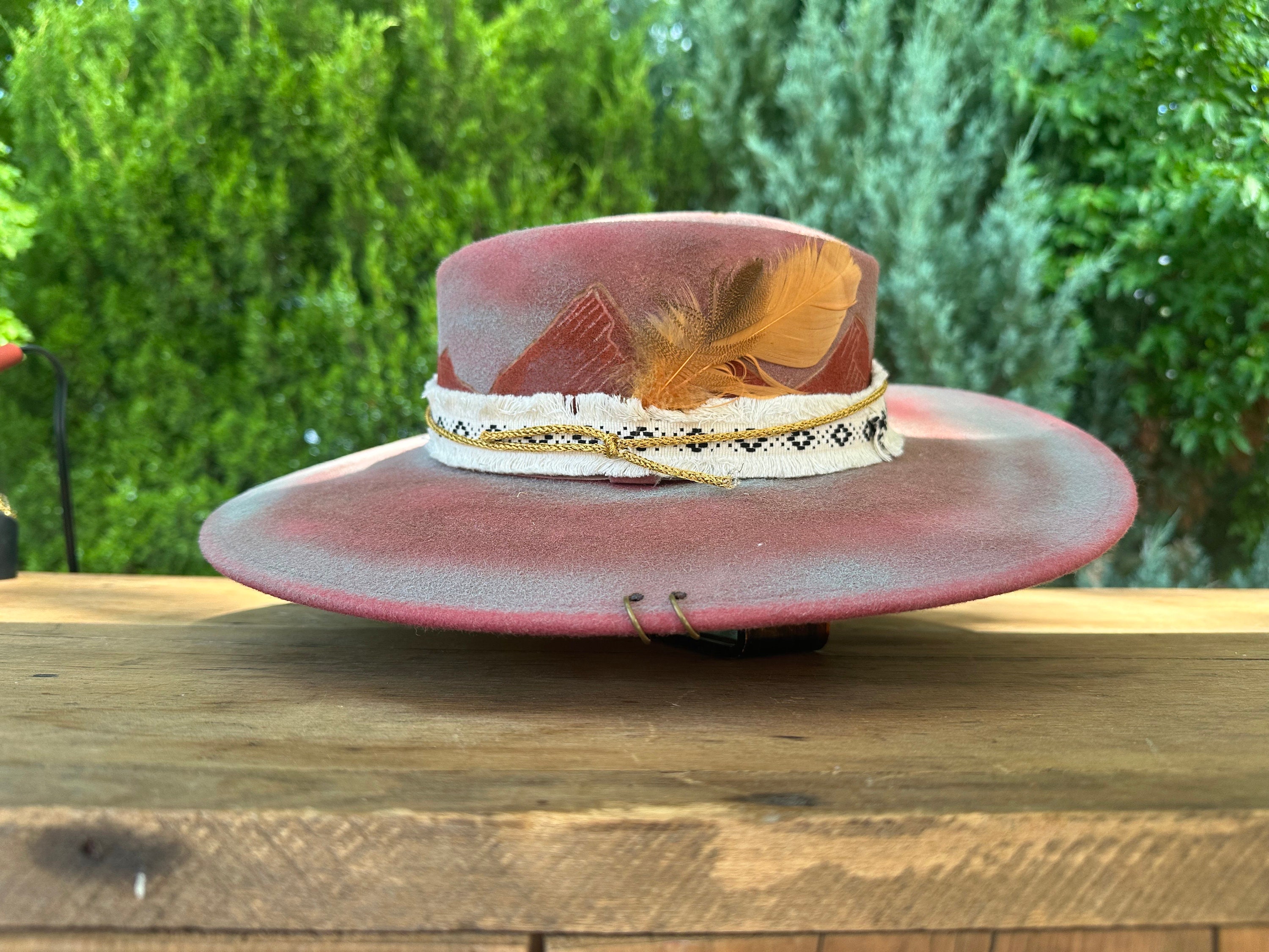 Custom Burned Wide Brim Hat - Etsy display picture 3