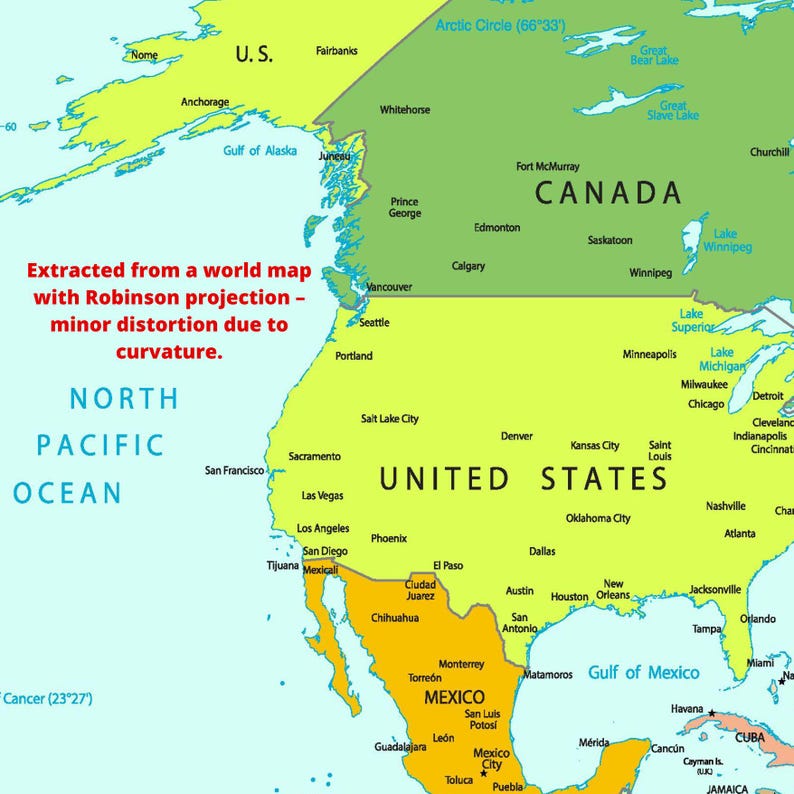 Map of America High-resolution (300 DPI - A1 Printable) JPG + PDF ...