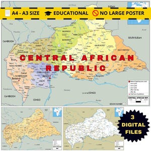 Central African Republic Maps Printable: Political, Physical & Road