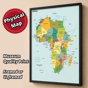 Africa Map Print | Fine Art Giclée Wall Art | Framed or Unframed | Local Shipping