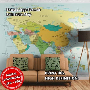 Extra Large Asia Political Map Printable | Oversized Ultra-High-Resolution