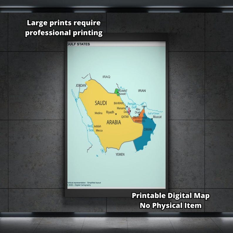 Gulf Map.pdf Gulf States Political Map With Capitals (printable Digital Download ...