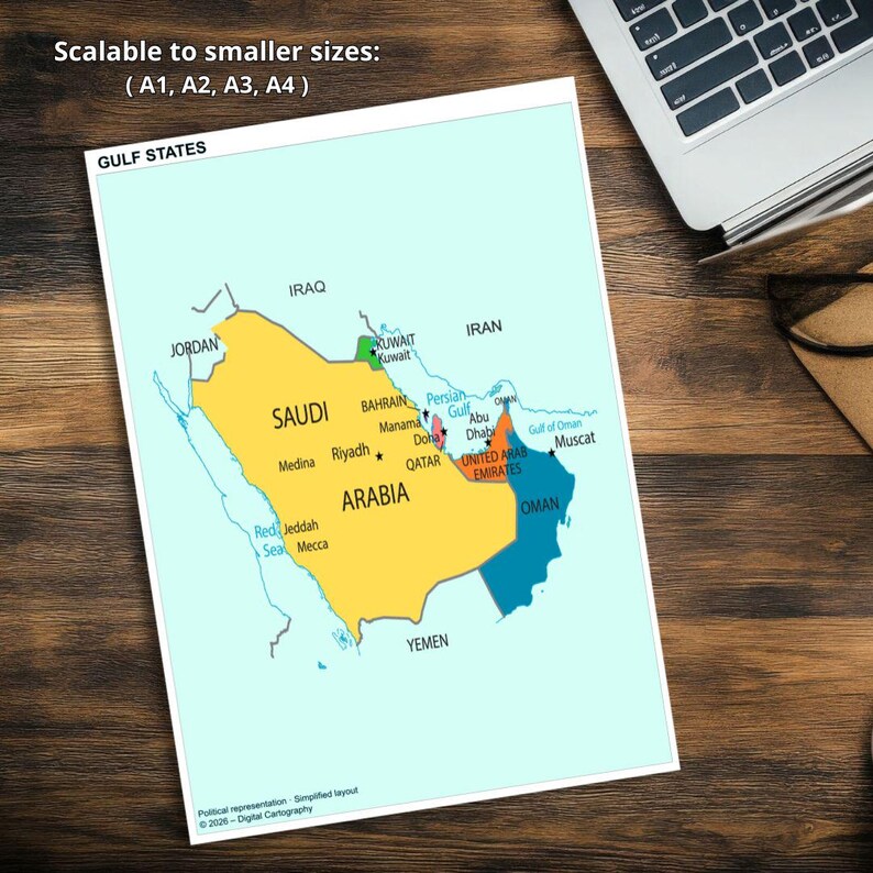 Gulf Map.pdf Gulf States Political Map With Capitals (printable Digital Download) - Etsy