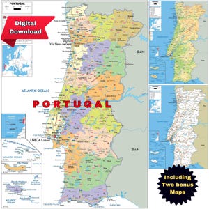 Carte détaillée du Portugal : politique, topographique et routière