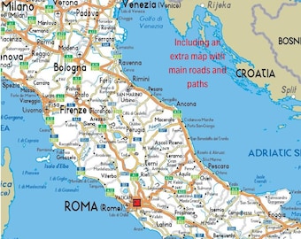 Italy Political DIGITAL Map Printable With Regions Cities Borders