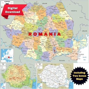 Rumänien Kartenset: Politisch, Topografie & Straßen