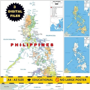 Map of Philippines Political, Topography & Roads