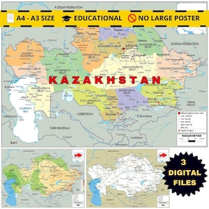 Kazakhstan Map Set: Political, Topographical & Roads