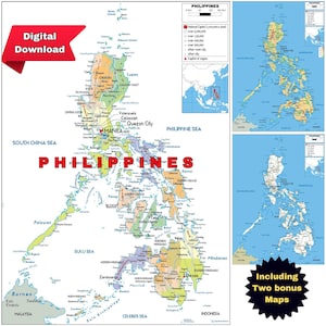 Map of Philippines Political, Topography & Roads