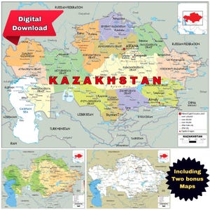 Kazakhstan Map Set: Political, Topographical & Roads