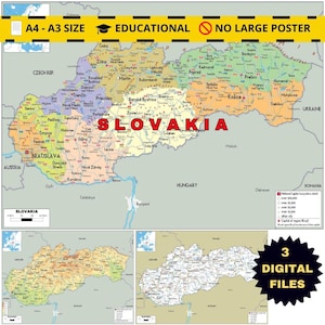 Printable Slovakia Map Set – Political, Terrain & Road Versions
