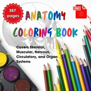 Anatomy Coloring Book 2nd Edition PDF Human Anatomy Study Guide for Medical Students, Pre Med, Nursing & Biology Learning Resource Printable