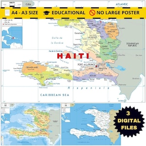 Haiti Map Set: Political, Topographical and Road (Printable)