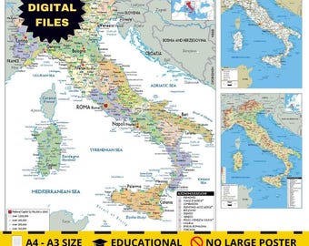 イタリア地図 - デジタルダウンロード - Etsy 日本