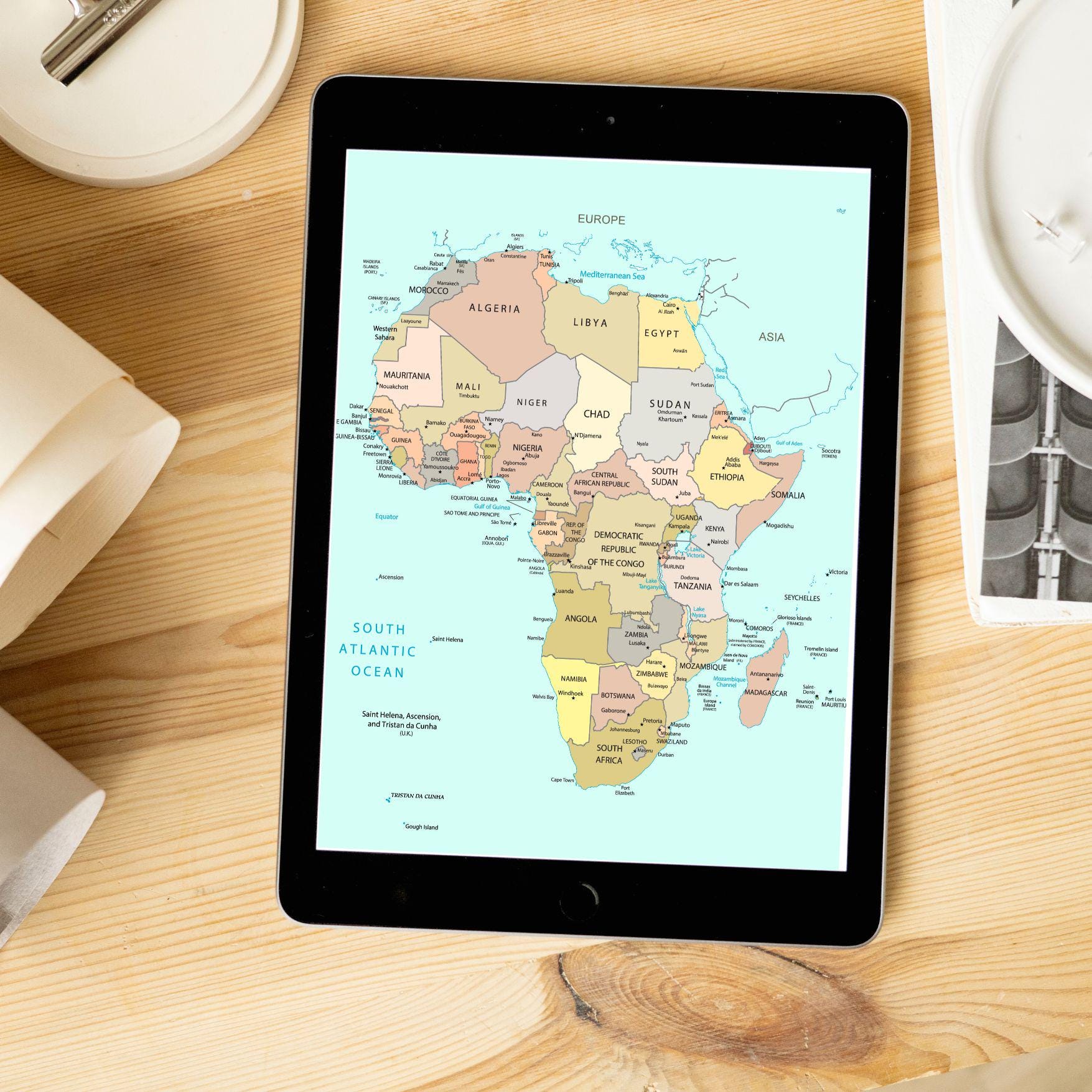 Africa Political Map – Neutral Tones PDF + JPG (high-res 300 DPI) - Etsy