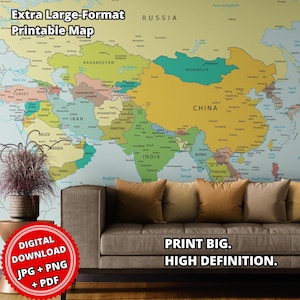 Extra Large Asia Political Map Printable | Oversized Ultra-High-Resolution