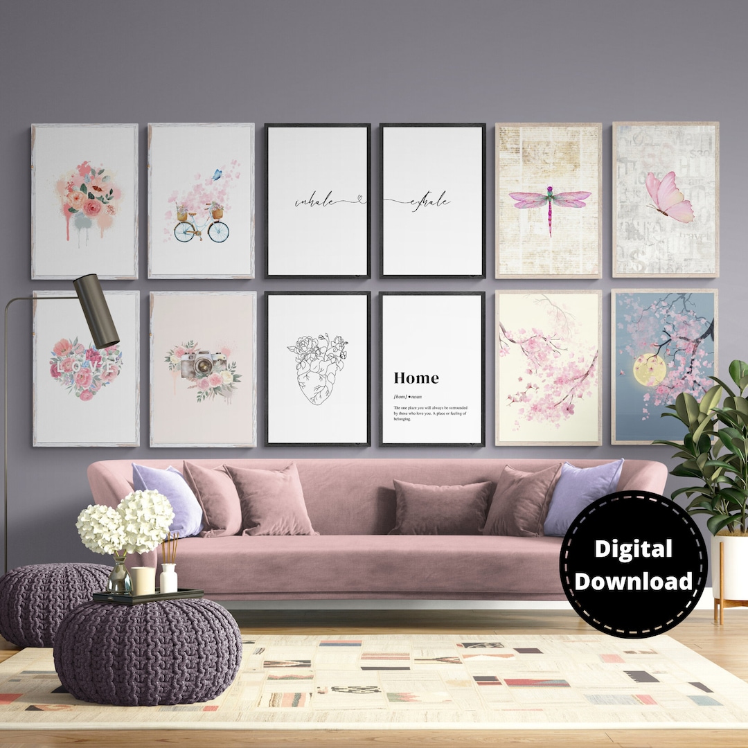 Printable WALL COLLAGE KIT Pink Aesthetic Room Decor Digital Etsy