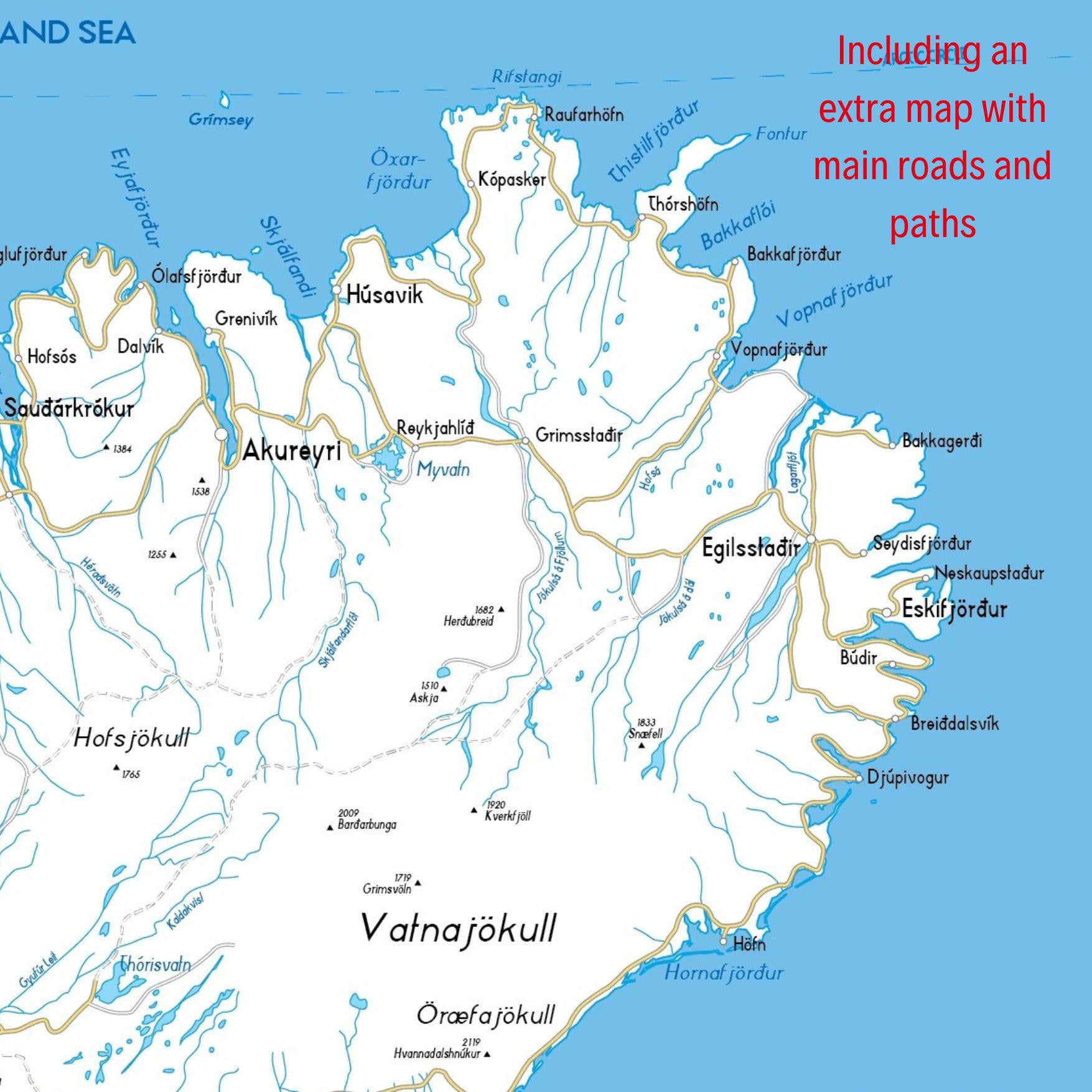 Iceland Political Map Printable + 2 Bonus Road & Topography Posters ...