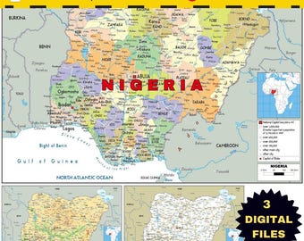 Nigeria Map Pack – Political, Physical & Road (Instant Download)