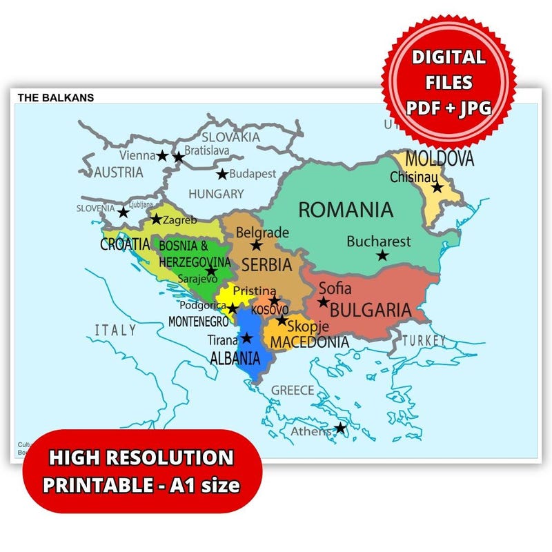 Balkans Poster Map - Etsy