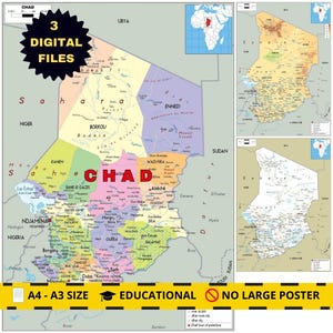 Chad Digital Map Set | Political, Physical & Roads