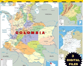 Carte politique de la Colombie + bonus topographie et routes
