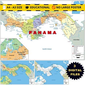 Politieke kaart van Panama + topografie en wegennet