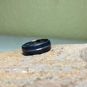 Denim and guitar string ring