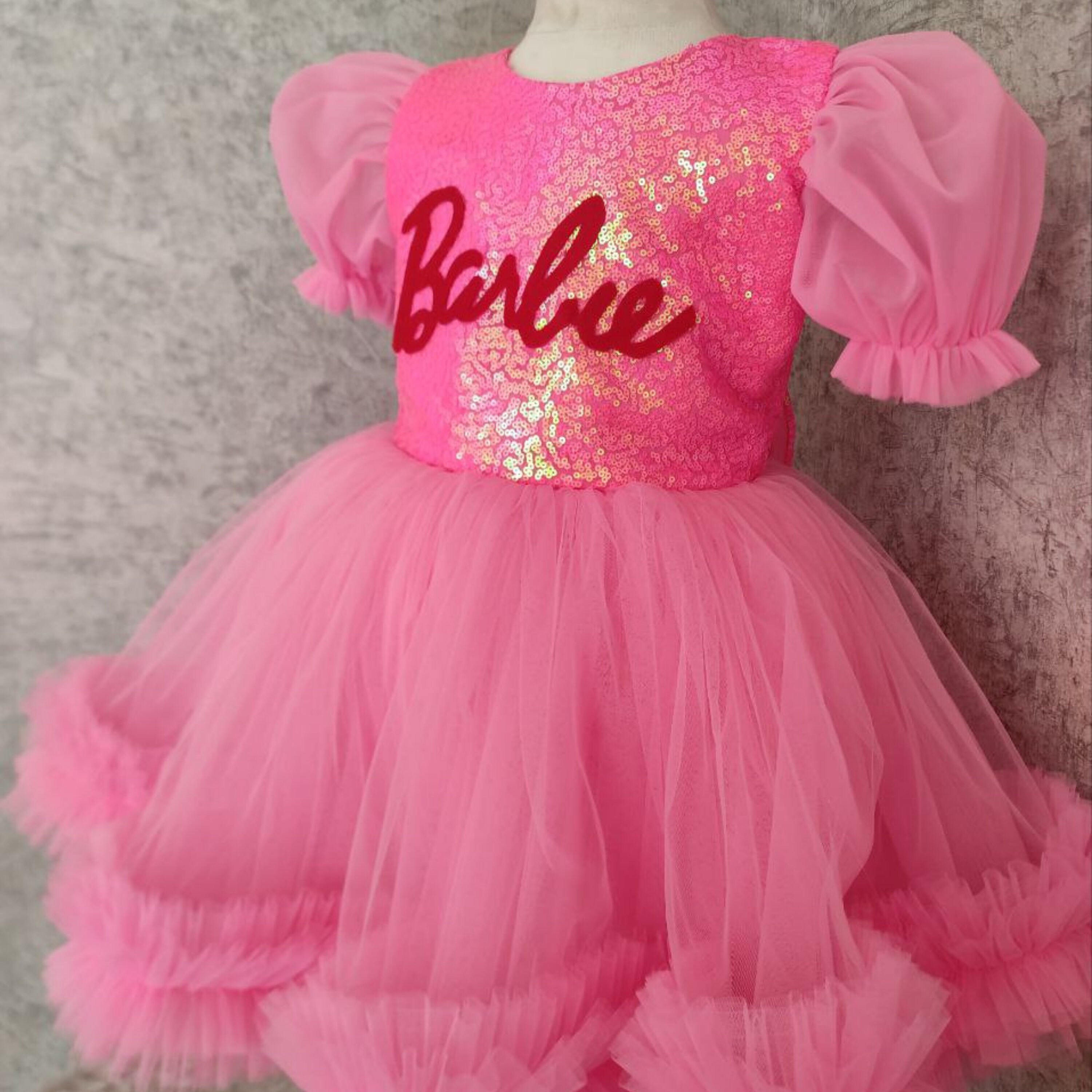 Personalized Birthday Dress, Hot Pink Dress,gifts for Girls, Barbie