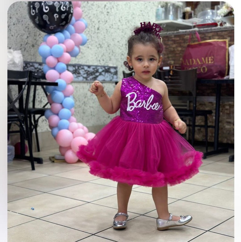 Personalised & Handmade Birthday Dress, Poofy Dress, Fuchsia Pink Dress ...