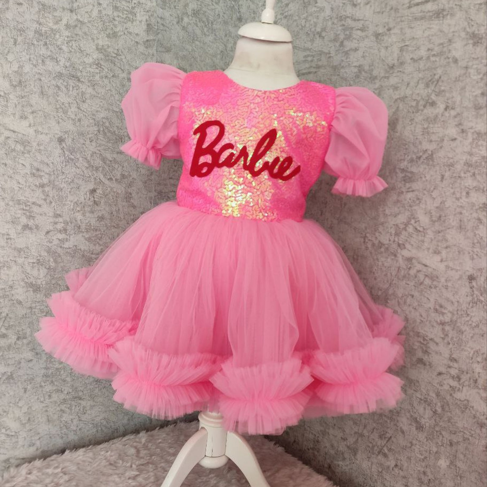 Personalized Birthday Dress, Hot Pink Dress,gifts for Girls, Barbie
