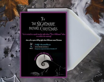 Invitación para fiesta de Pesadilla antes de Navidad / Descarga digital de Halloween y Navidad / Invitación imprimible / Fiesta de Tim Burton / Descarga instantánea