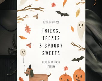 Cute Halloween Party Invitation, Pumpkin Ghost Halloween Invite, Editable Halloween Party Invitation, family-friendly party invitation, fall
