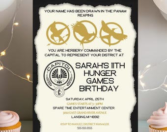 Hunger Games Birthday Party Invitation | Panem Reaping Themed Kids Party Invite | Printable Hunger Games Birthday