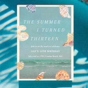 The Summer I Turned Pretty Birthday Invitation, TSITP, Teen Girl Beach Birthday, The Summer I Turned Pretty, Beach Theme Invite
