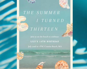 The Summer I Turned Pretty Birthday Invitation, TSITP, Teen Girl Beach Birthday, The Summer I Turned Pretty, Beach Theme Invite