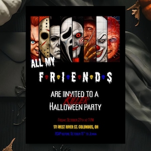 Scary Movie Halloween Party Invite, Horror Movie Halloween Invitation, Killer birthday Invitation, Halloween Party Invitation