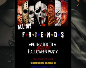 Scary Movie Halloween Party Invite, Horror Movie Halloween Invitation, Killer birthday Invitation, Halloween Party Invitation
