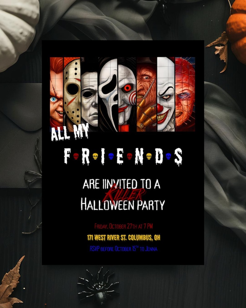 Scary Movie Halloween Party Invite, Horror Movie Halloween Invitation, Killer birthday Invitation, Halloween Party Invitation