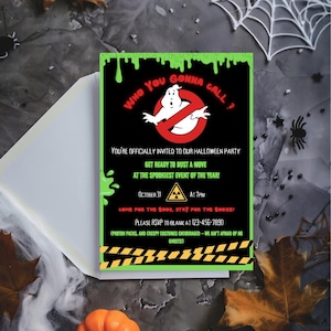 Ghostbusters Halloween Party Invitation | Retro Ghost Hunt Digital Download | Spooky & Fun Printable Invite | canva instant download |