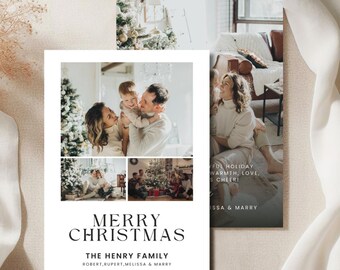 Custom Family Christmas Photo Card, Minimalist Family Christmas Card, Family Holiday Greeting, Family Holiday Photo Card Template
