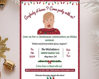 Home Alone Christmas Party Invitation, Movie-Themed Holiday Bash Printable, home alone movie invite, christmas party invite home alone 90'