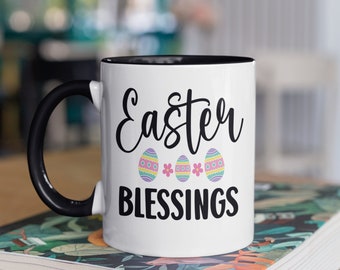 Easter Blessings Coffee Mug, Happy easter holiday gift mug, Easter tea mug, Easter basket stuffer