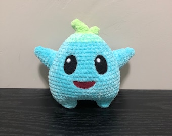 Peluche de estrella de Lumalee, tejido a ganchillo, azul y verde, de la película