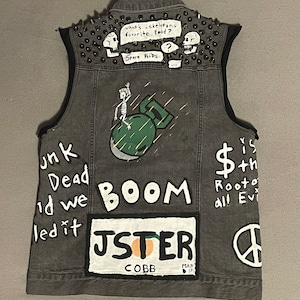SKELLY BOMB punk battle vest with UK77 studs