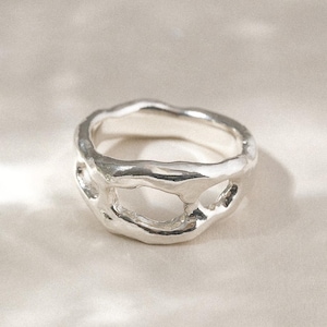 Handmade Rustic 925 Sterling Silver Ring | Eco-Friendly Recycled Jewelry | Elegant Nature-Inspired Design