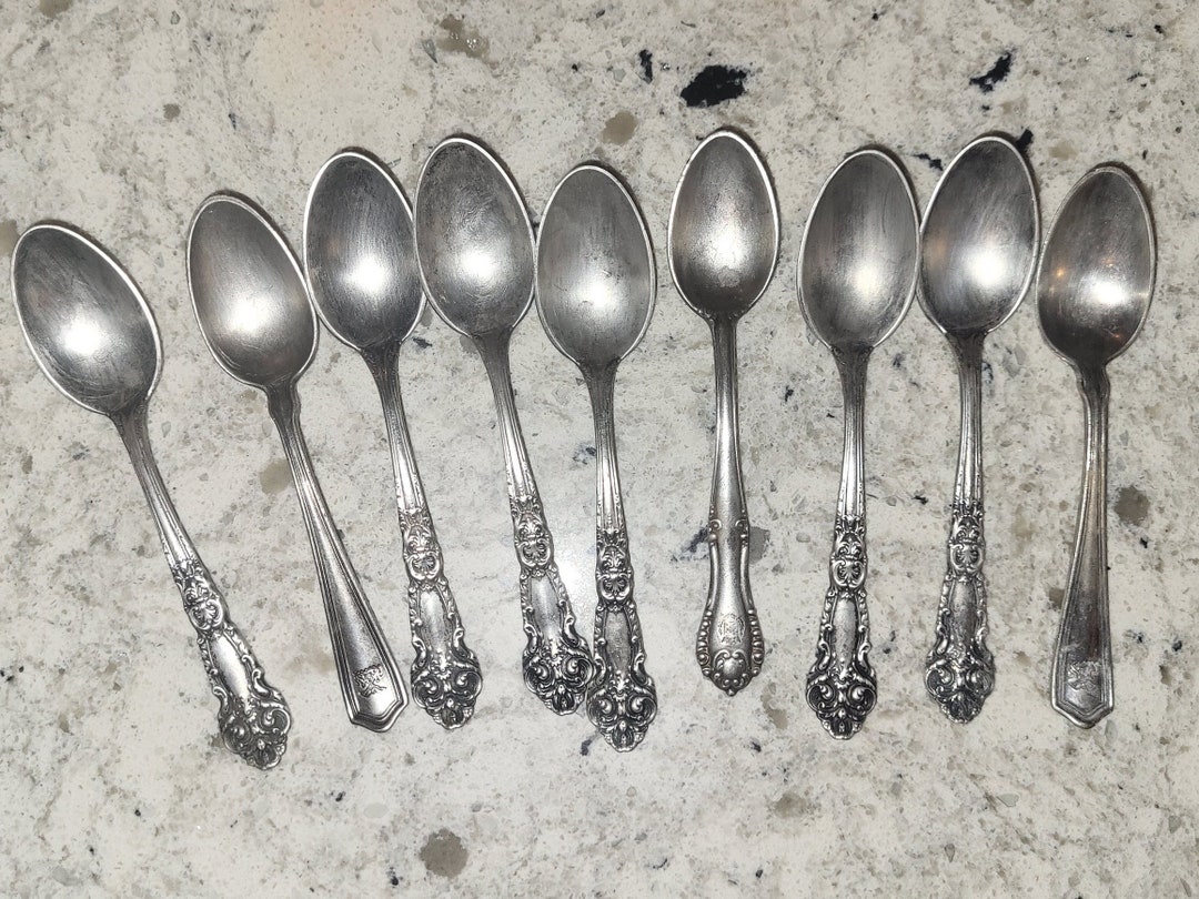 9 Vintage Silver Baby Spoons Etsy