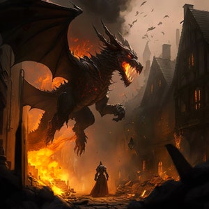 Digital dragon art print, high resolution poster 8000x8000 pixels